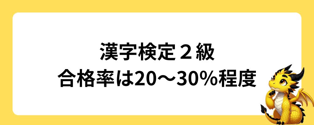 漢字検定2級の合格率は20〜30％程度